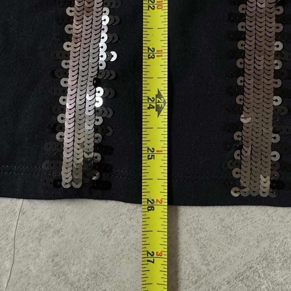 Garnet Hill Black Sequin Tunic Top Sleeveless Geometric‎ Sparkle Cotton M - Picture 9 of 10